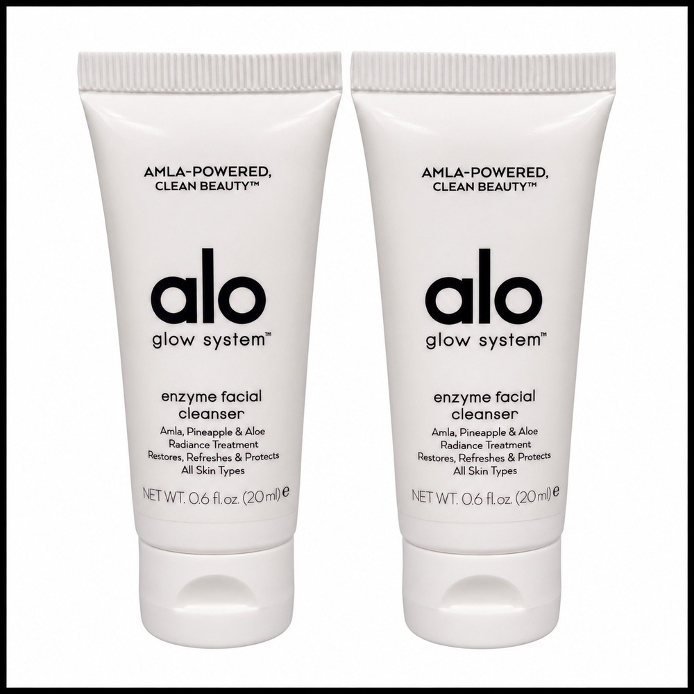 Alo Glow System Enzyme Facial Cleanser Lot of 2 Travel Size 0.6oz 20ml Each